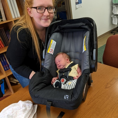 Recipient with baby in carseat