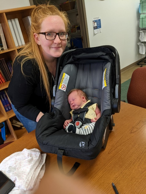 Recipient with baby in carseat